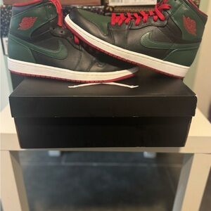 Nike Green and Red High-Top Sneakers with Classic Design